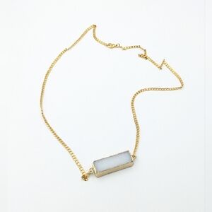 4/24$  Gold tone bar faux druzy chain necklace costume